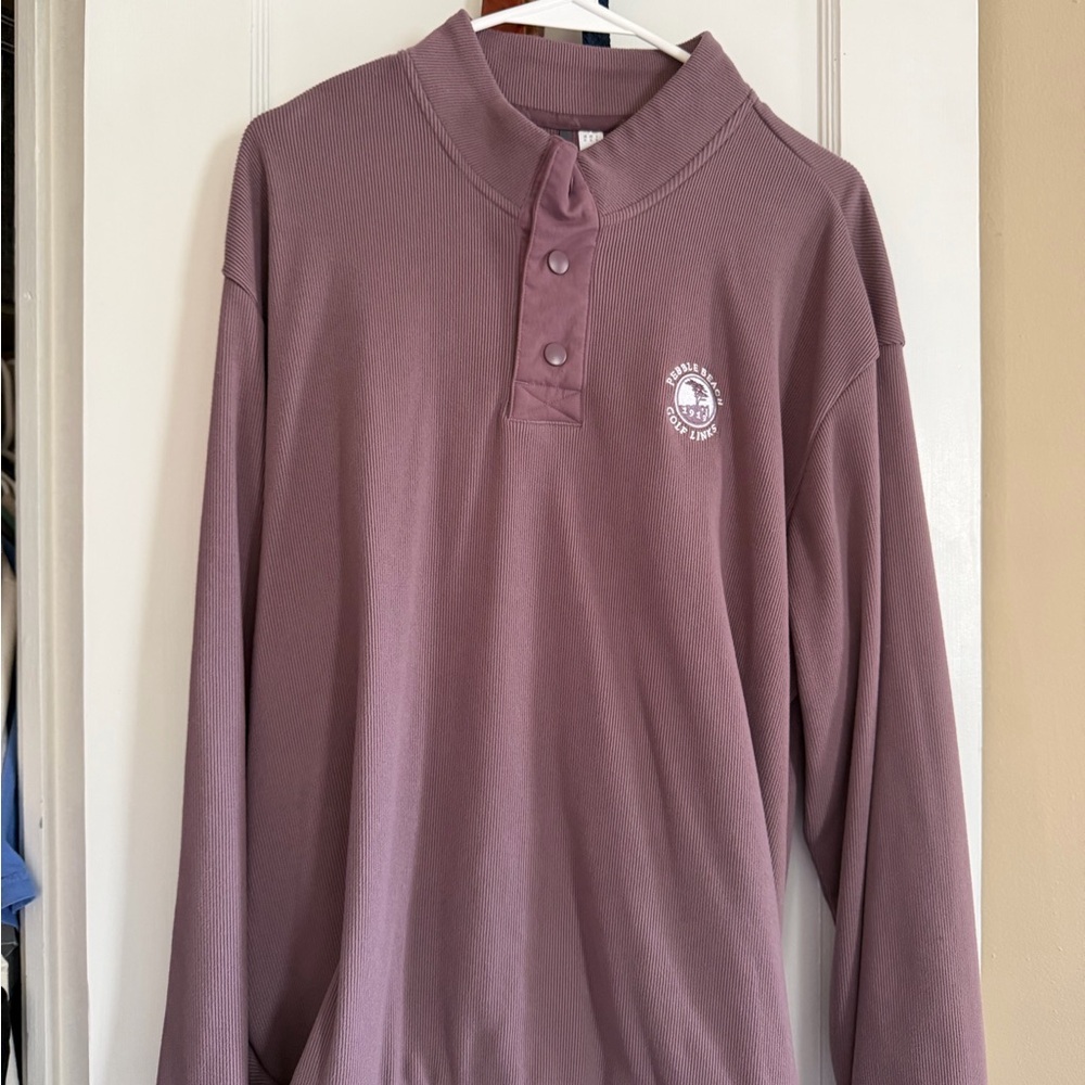 Pebble Beach Ribbed Snap Henley Pullover